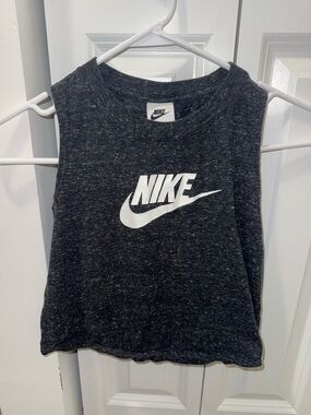 Nike Girls Gray Heather Tank Top with White Logo